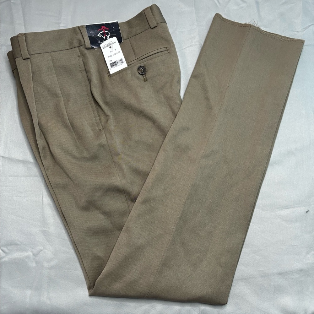 Brooks Brothers Pleated Dress Pants in Khaki Taupe